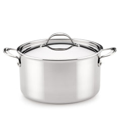 The EverLast Tri-Ply Clad Stainless Steel 8-Quart Stockpot with Lid features two handles and is displayed against a white background.