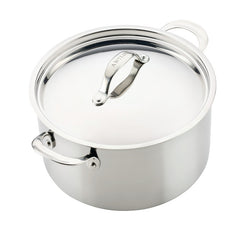 The EverLast Tri-Ply Clad Stainless Steel 8-Quart Stockpot with Lid features two handles and is shown on a white background.