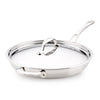 The EverLast Tri-Ply Clad Stainless Steel 12.5-Inch Frying Pan with Lid and Helper Handle, shown on a white background, is ideal cookware for any home chef.