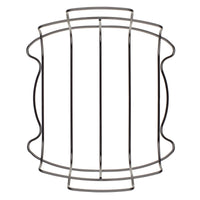 The Advanced Home 16-Inch x 13-Inch Hard Anodized Nonstick Roaster with Rack features a metal wire rack with curved sides and four vertical bars, ideal for holding items in a roasting pan, shown against a white background.