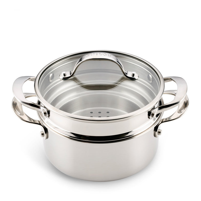 Clad Stainless 3-Quart Saucepot with Lid and Steamer Insert