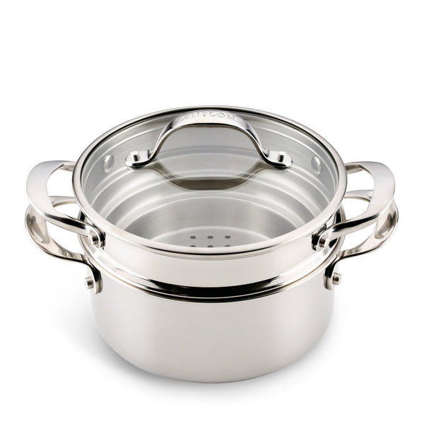 Clad Stainless 3-Quart Saucepot with Lid and Steamer Insert