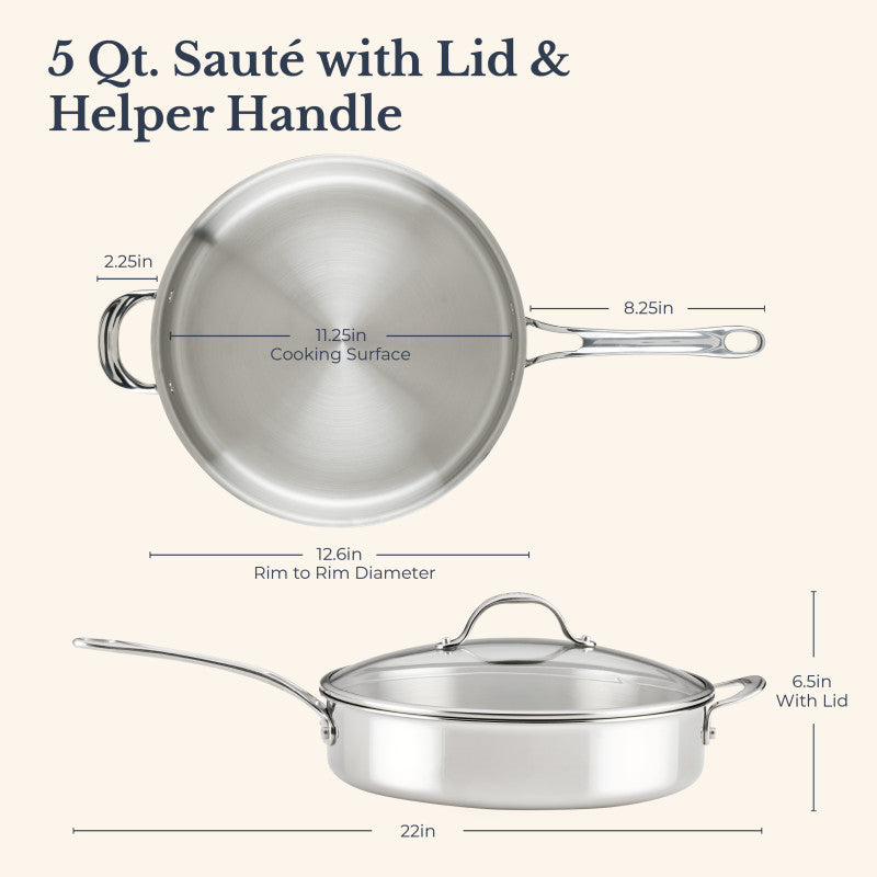 Clad Stainless 5-Quart Saute Pan with Lid