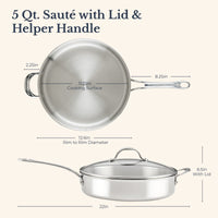 Clad Stainless 5-Quart Saute Pan with Lid