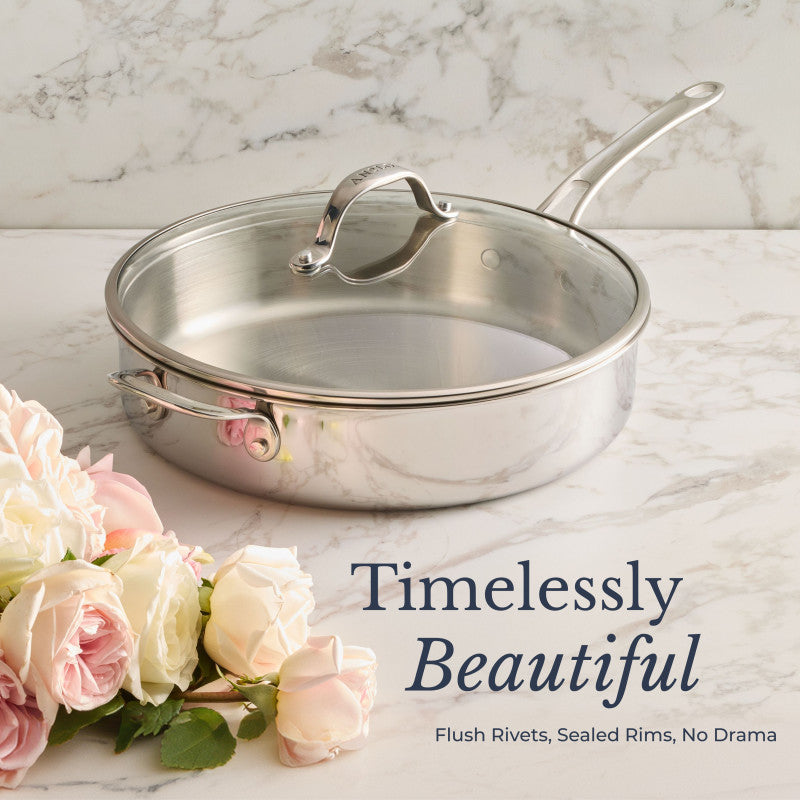 Clad Stainless 5-Quart Saute Pan with Lid