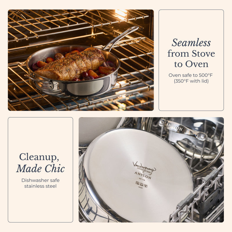Clad Stainless 5-Quart Saute Pan with Lid