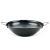 The N2 Carbon Steel Wok by N2 Carbon Steel features a black carbon steel body, a durable nonstick patina, and two stainless steel handles, shown against a white background.
