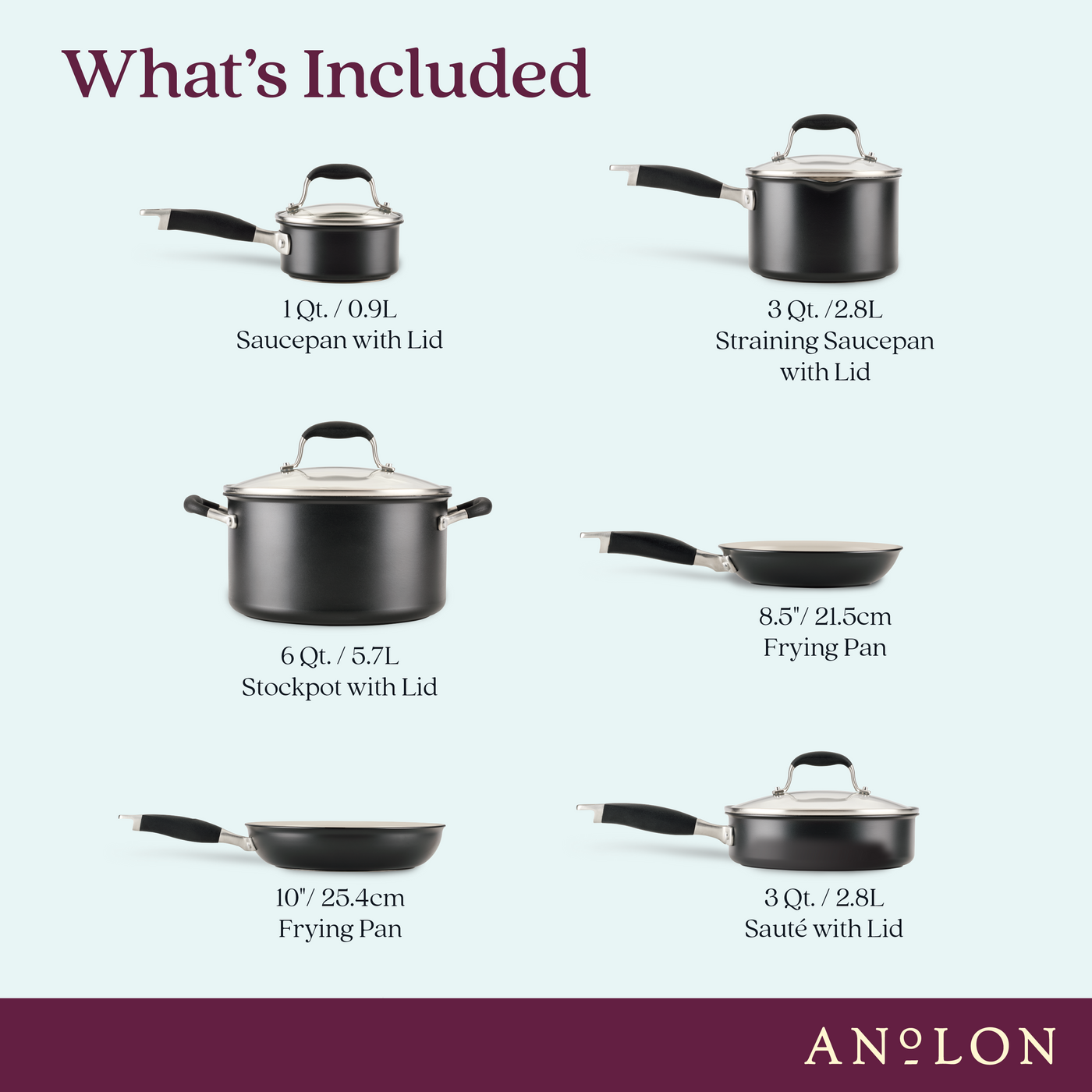 Image showcasing the 10-Piece Advanced Ceramic Nonstick Cookware Set, featuring various saucepans, a stockpot with lids, and frying pans.