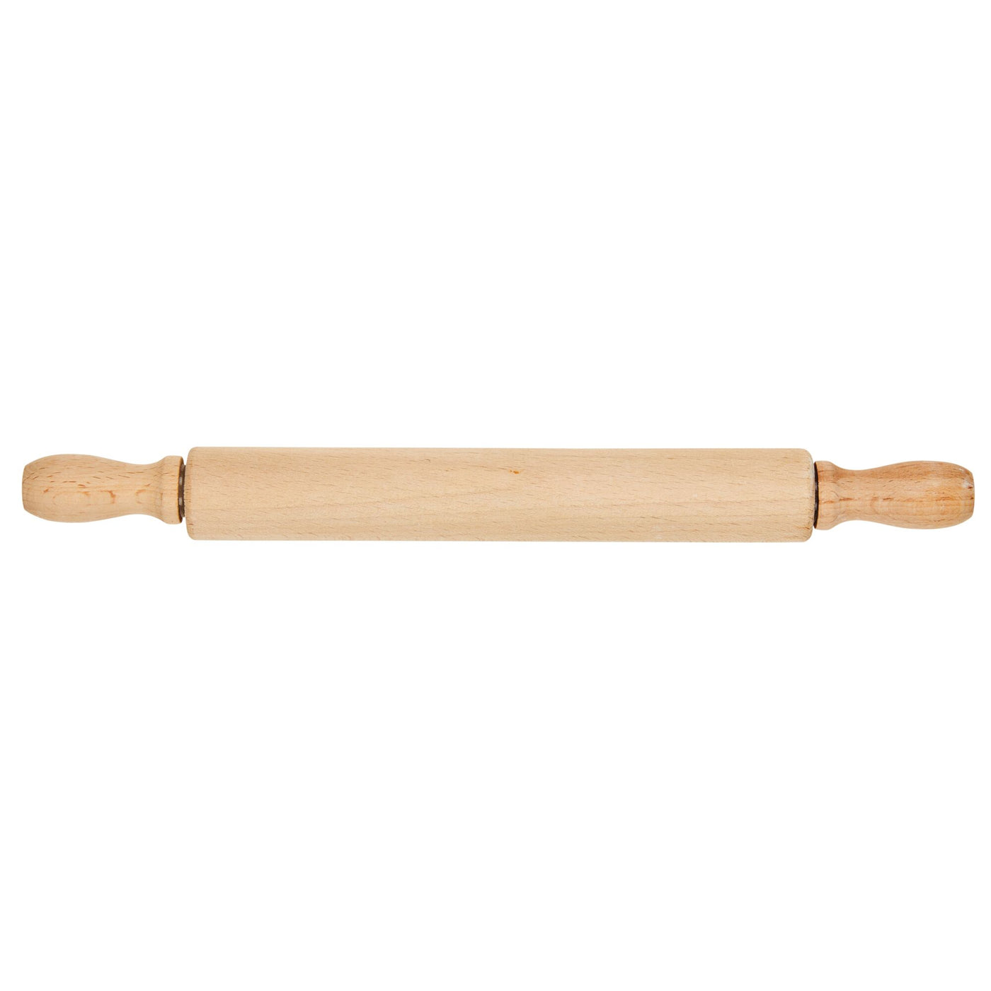 A sophisticated Food Prep mini rolling pin made from aluminum alloy, featuring handles on each end, is stylishly positioned against a simple white background.