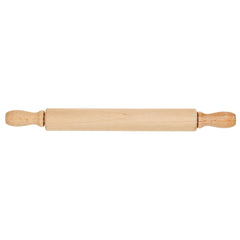 A sophisticated Food Prep mini rolling pin made from aluminum alloy, featuring handles on each end, is stylishly positioned against a simple white background.