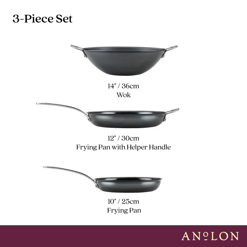 3-Piece Frying Pan and Wok Set