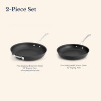 Pre-Seasoned Carbon Steel Frying Pan Duo, 10" & 12"