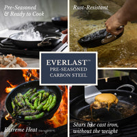 Pre-Seasoned Carbon Steel Frying Pan Duo, 10" & 12"