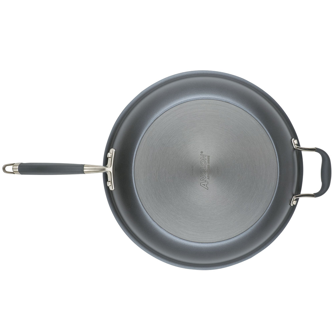 Anolon X SearTech Aluminum Nonstick Frying Pan with Helper Handle, 12-inch,  Super Dark Gray