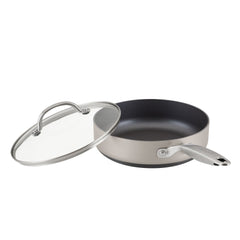 3-Quart Hard Anodized Nonstick Sauté Pan with Lid | Silver