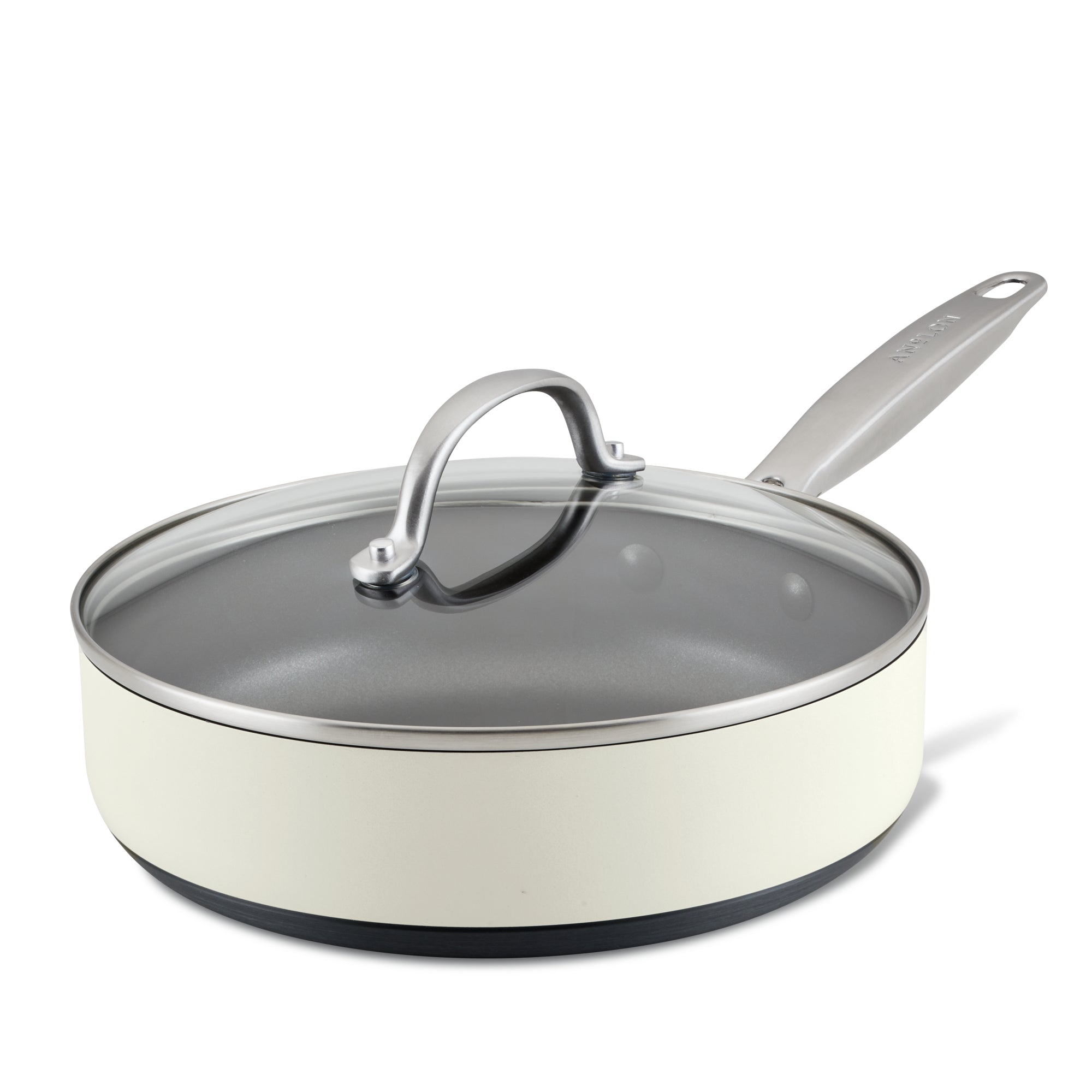 3-Quart Hard Anodized Nonstick Sauté Pan with Lid | Cream