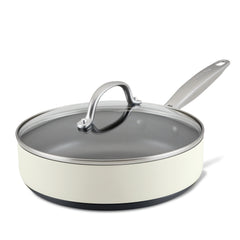 3-Quart Hard Anodized Nonstick Sauté Pan with Lid | Cream