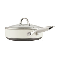 3-Quart Hard Anodized Nonstick Sauté Pan with Lid | Cream