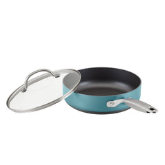 3-Quart Hard Anodized Nonstick Sauté Pan with Lid | Teal