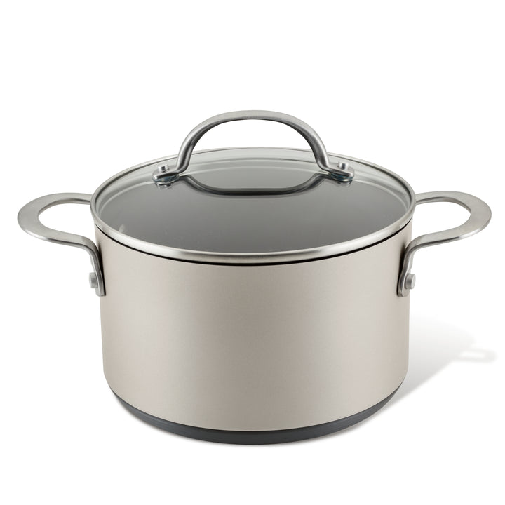4-Quart Hard Anodized Nonstick Saucepot with Lid | Silver