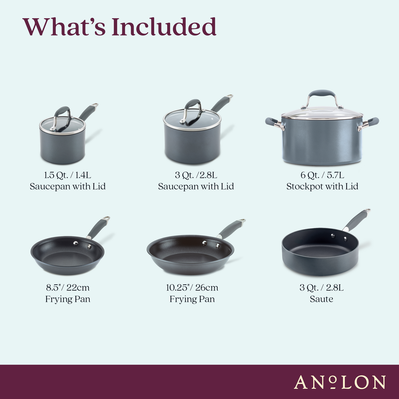 Anolon Melkpan, Kookpan En Braadpan Van Professioneel Hard Geanodiseerd Materiaal Zwart Hard Geanodiseerd Aluminium Zwart Set Van 3 Anolon Melkpan, Kookpan En Braadpan Van Professioneel Hard Geanodiseerd Materiaal Zwart Hard Geanodiseerd Aluminium Zwart Set Van 3