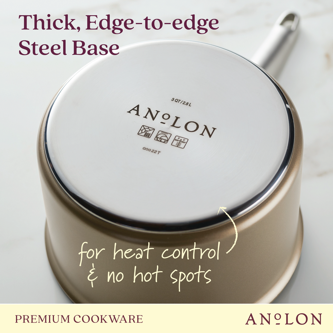 Anolon Ascend 3qt Hard Anodized Nonstick Saucepan With Lid Bronze : Target