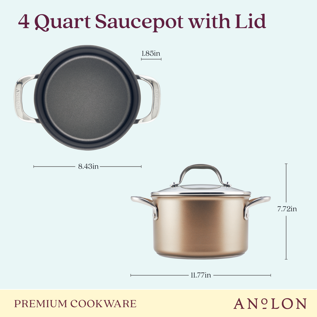 4-Quart Hard Anodized Nonstick Saucepot with Lid – Anolon