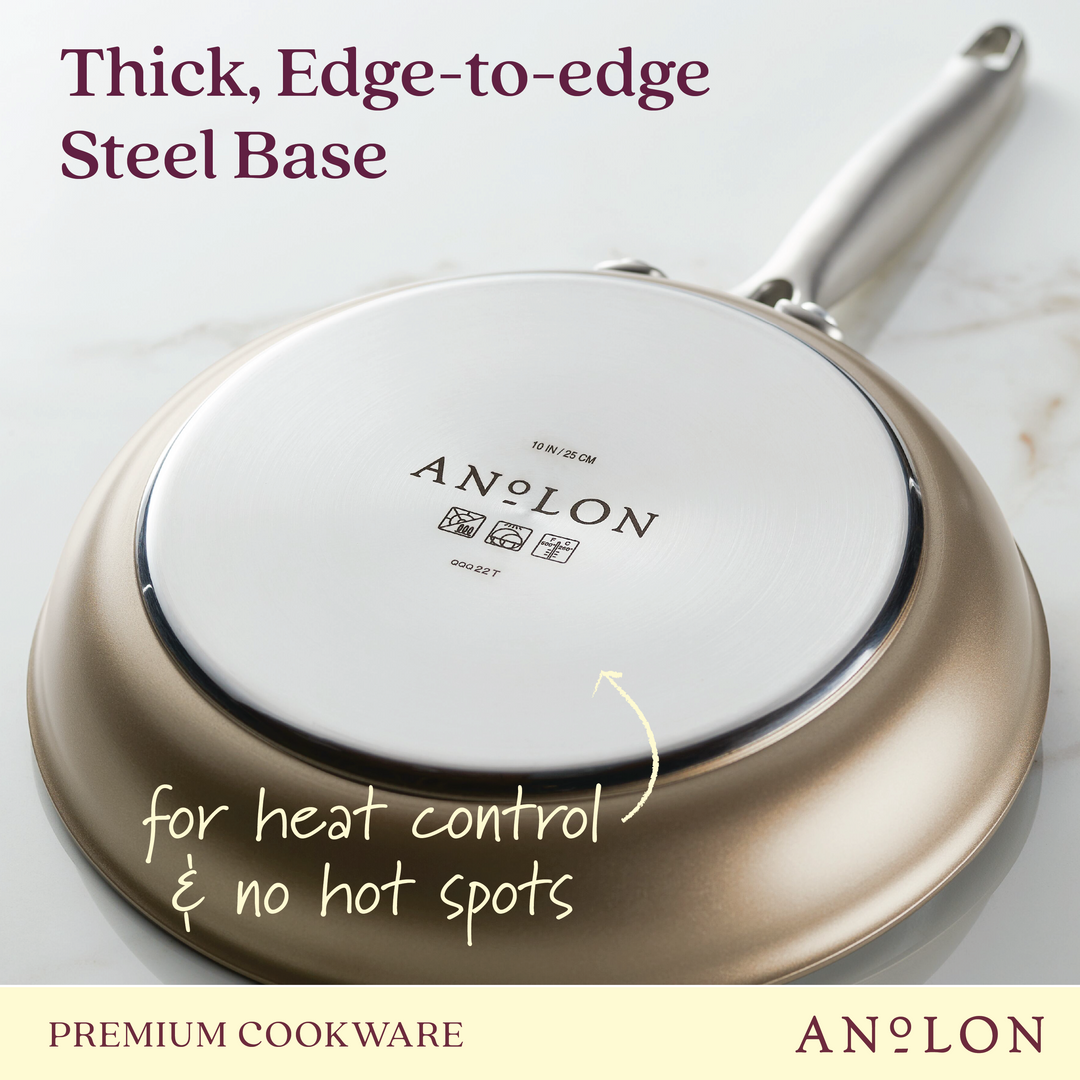 Anolon 10-Piece Achieve Hard Anodized Nonstick Cookware Set - Cream