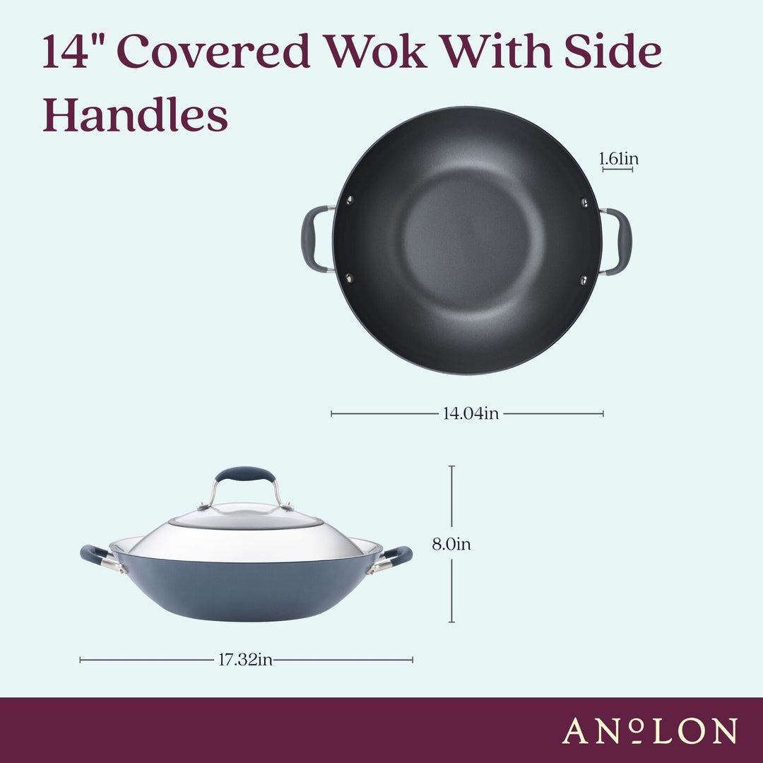 14 Inch Hybrid Nonstick Wok and Lid, Dishwasher and Oven Friendly