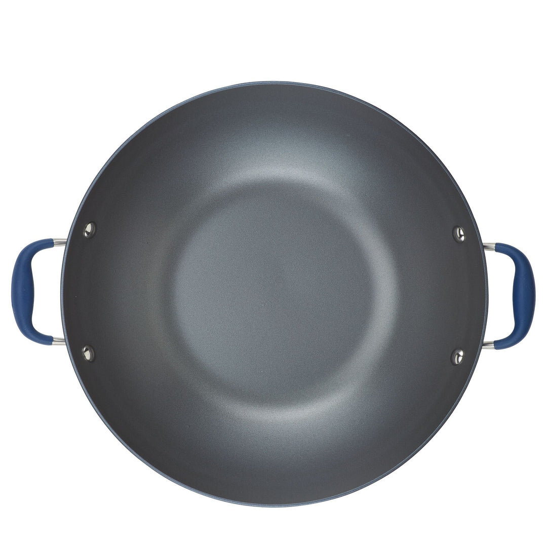 Anolon Advanced Hard Anodized Nonstick Stir Fry Wok Pan with Lid, 14 Inch,  Gray