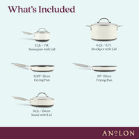 8-Piece Hard Anodized Nonstick Cookware Set | Cream