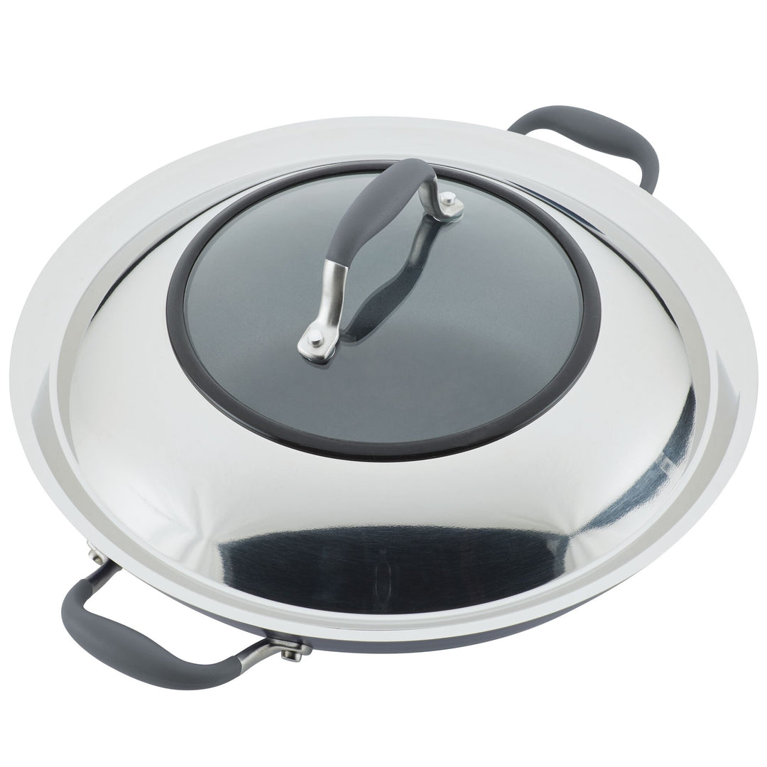 14 inch Stainless Steel Wok - Silver