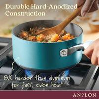 8-Piece Hard Anodized Nonstick Cookware Set | Teal