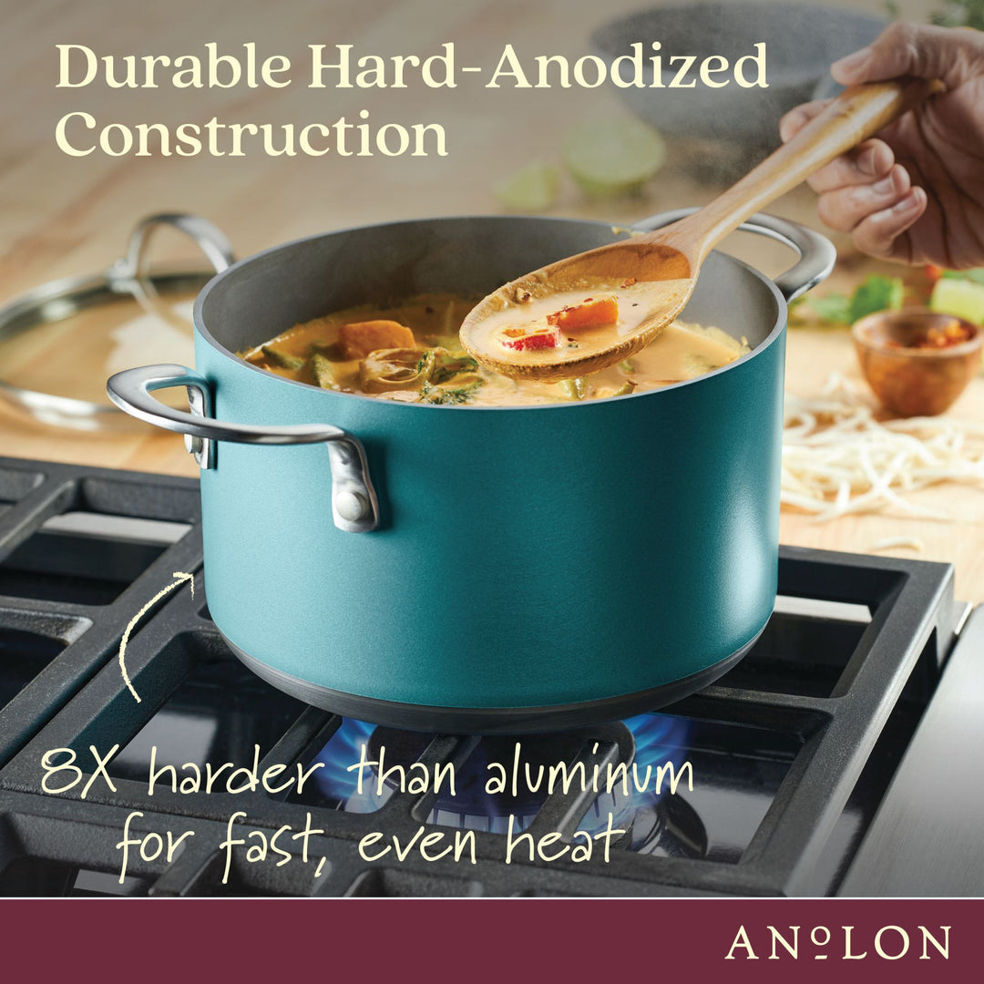 4-Quart Hard Anodized Nonstick Saucepot with Lid | Teal