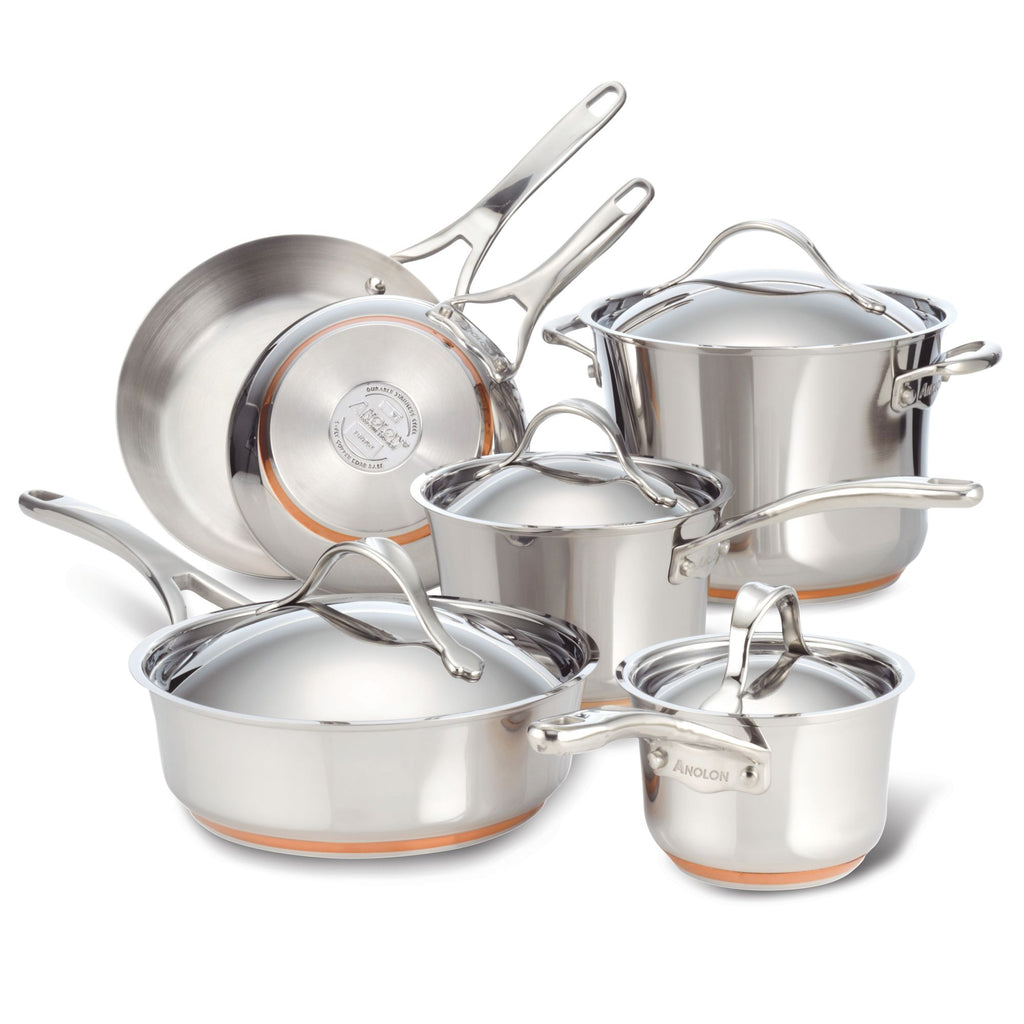 MIU France 10-Piece Copper Core Cookware Set, Silver