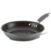A Frying Pan by Advanced Home features a nonstick surface with a black finish, complemented by a gray ergonomic handle. The skillet is displayed empty against a white background, highlighting its smooth interior and the two rivets securing the handle. It incorporates Infinity Slide nonstick technology for enduring performance.