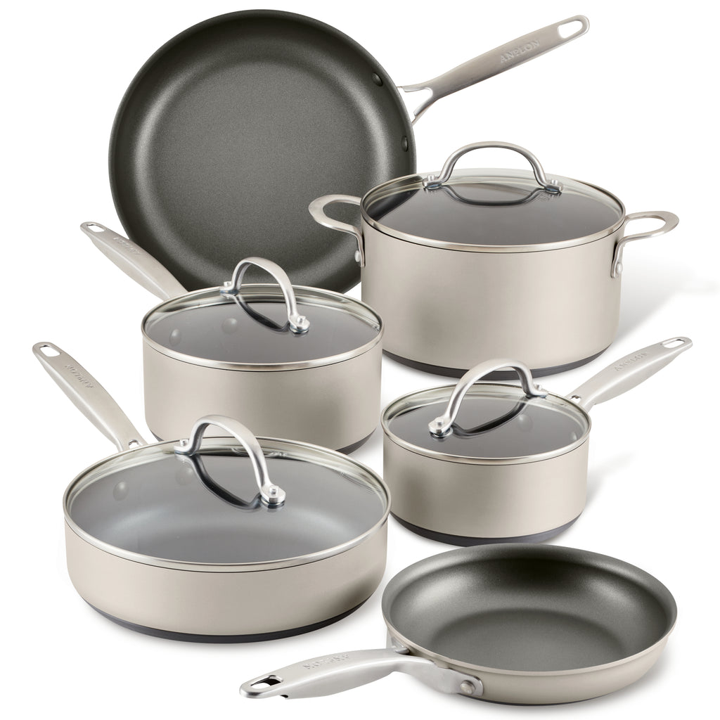 Anolon Accolade Hard Anodized Nonstick Cookware Induction Pots and Pans Set  · 10 Piece Set - Moonstone