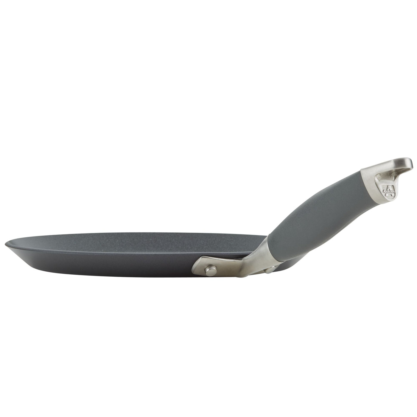 A 9.5-inch crepe pan from Advanced Home, boasting a sleek dark grey non-stick surface and a curved handle designed for easy cooking. The pan is displayed from the side against a plain white background.