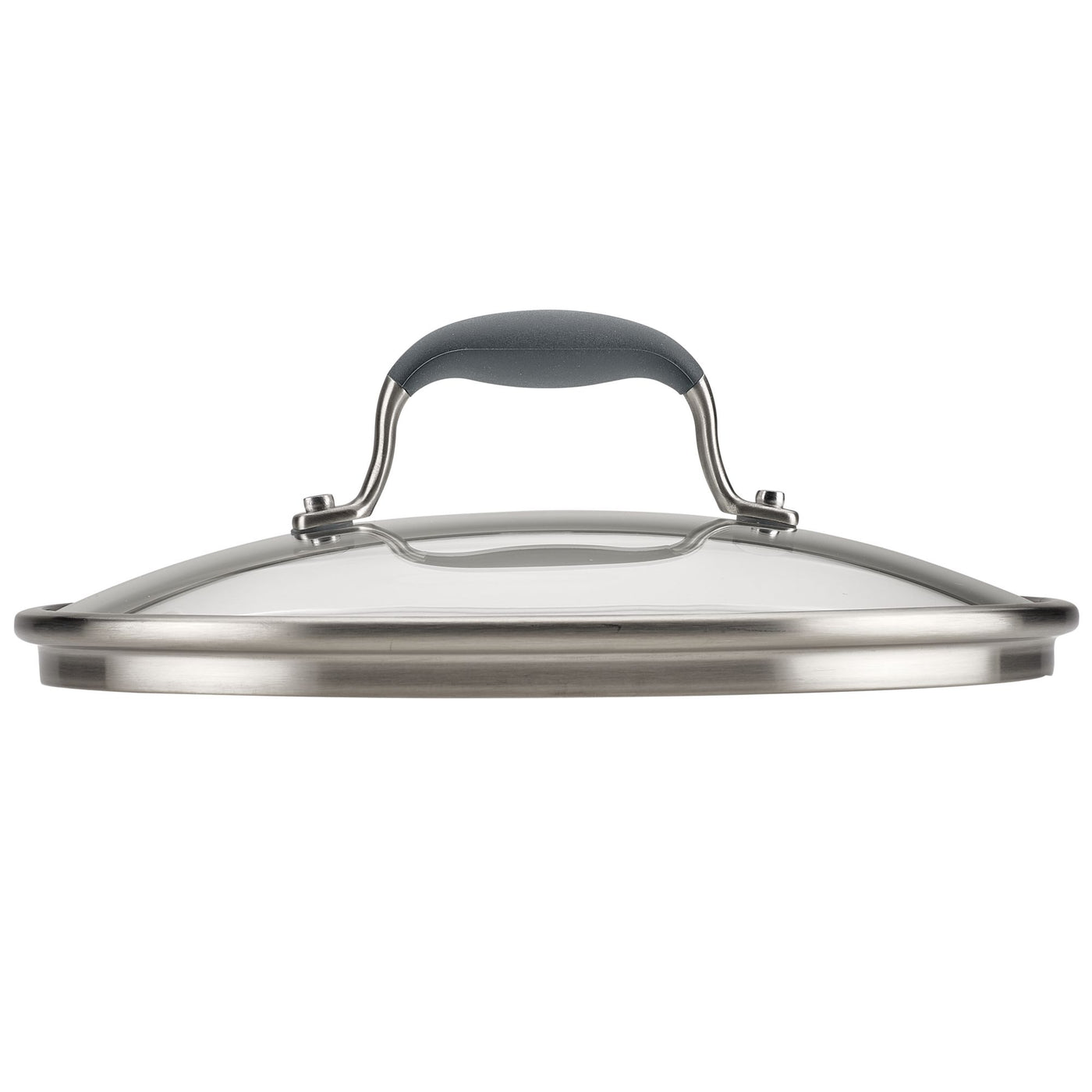 The Lid Set from Advanced Home combines practicality and elegance with its sleek design featuring a stainless steel and glass construction. The gray SureGrip® ergonomic handle ensures comfort during use, making it a versatile kitchen accessory or an ideal replacement lid.