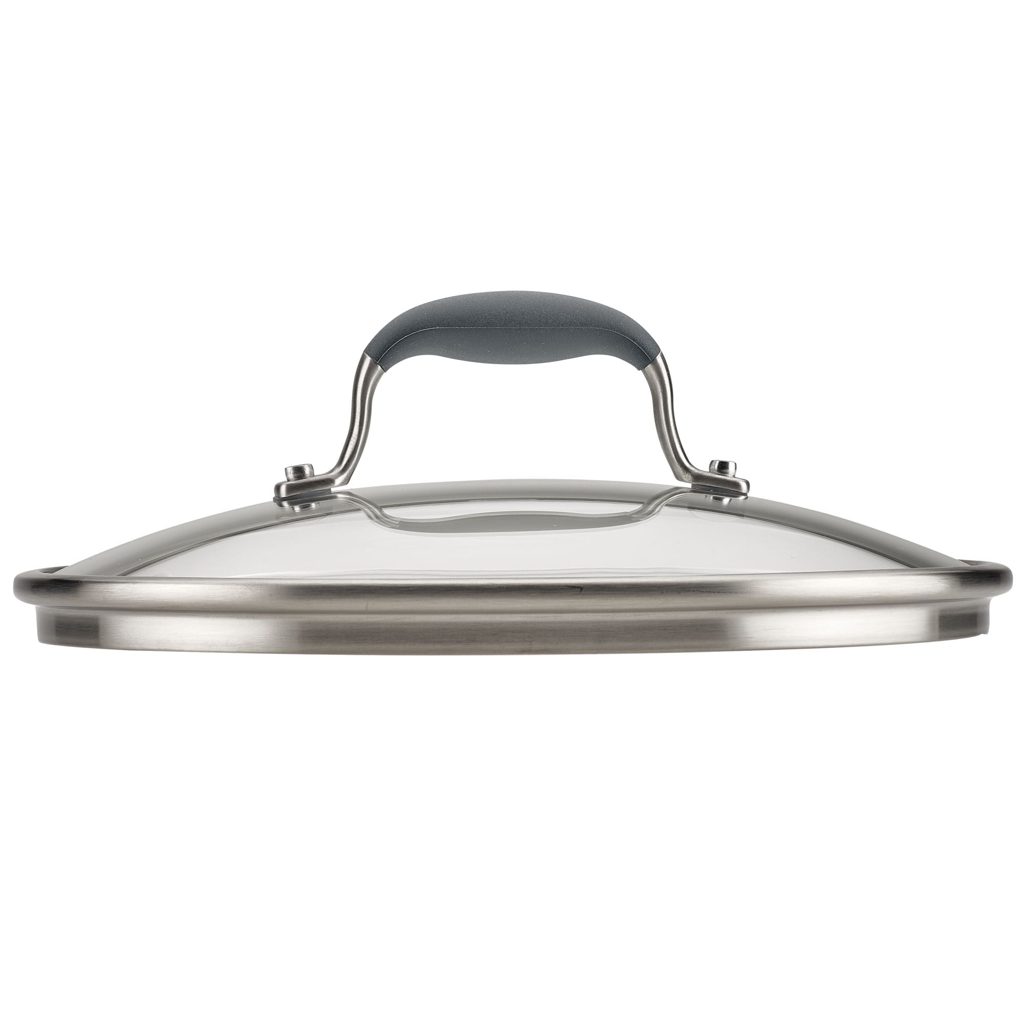 The Lid Set from Advanced Home combines practicality and elegance with its sleek design featuring a stainless steel and glass construction. The gray SureGrip® ergonomic handle ensures comfort during use, making it a versatile kitchen accessory or an ideal replacement lid.