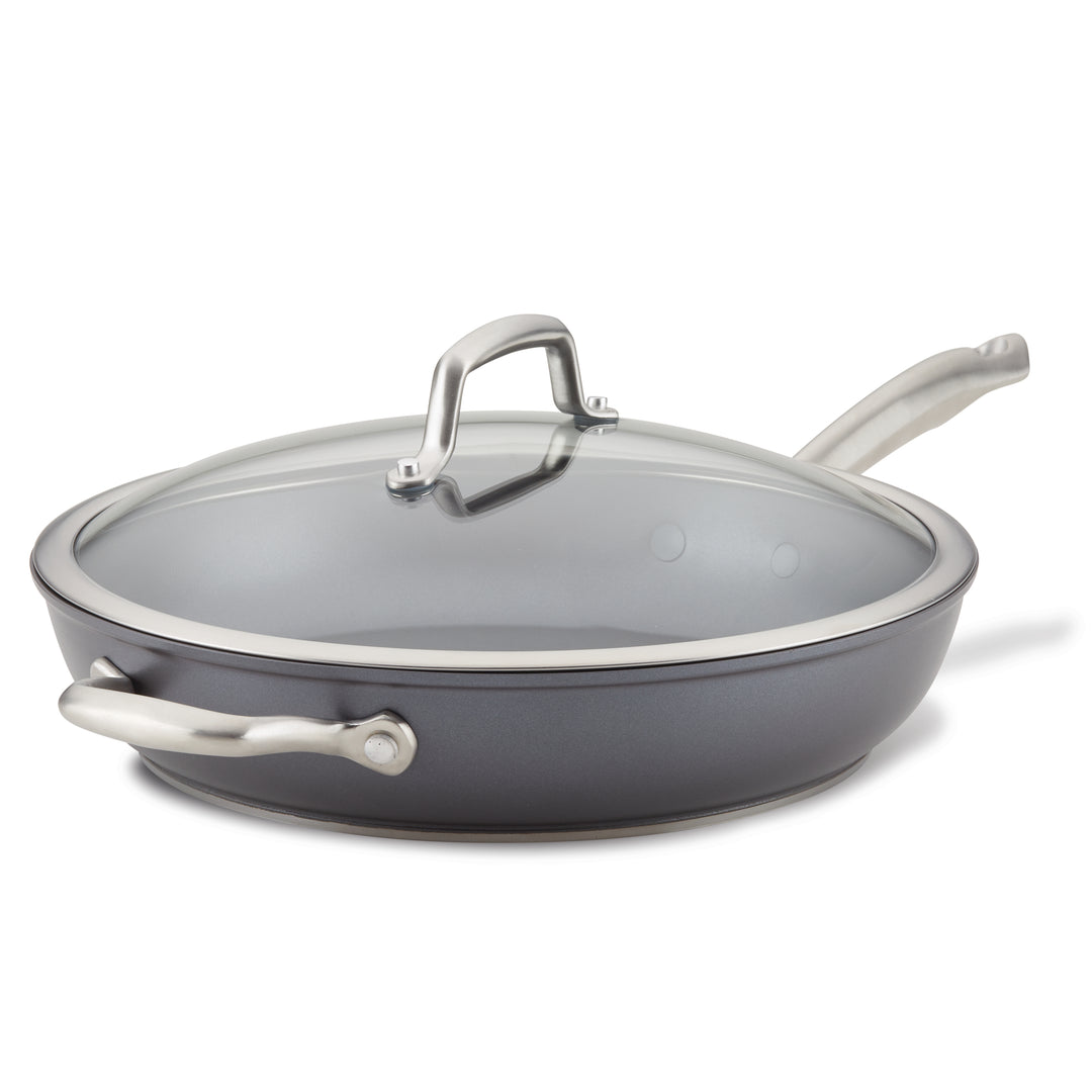12-Inch Deep Frying Pan with Lid and Helper Handle – Anolon