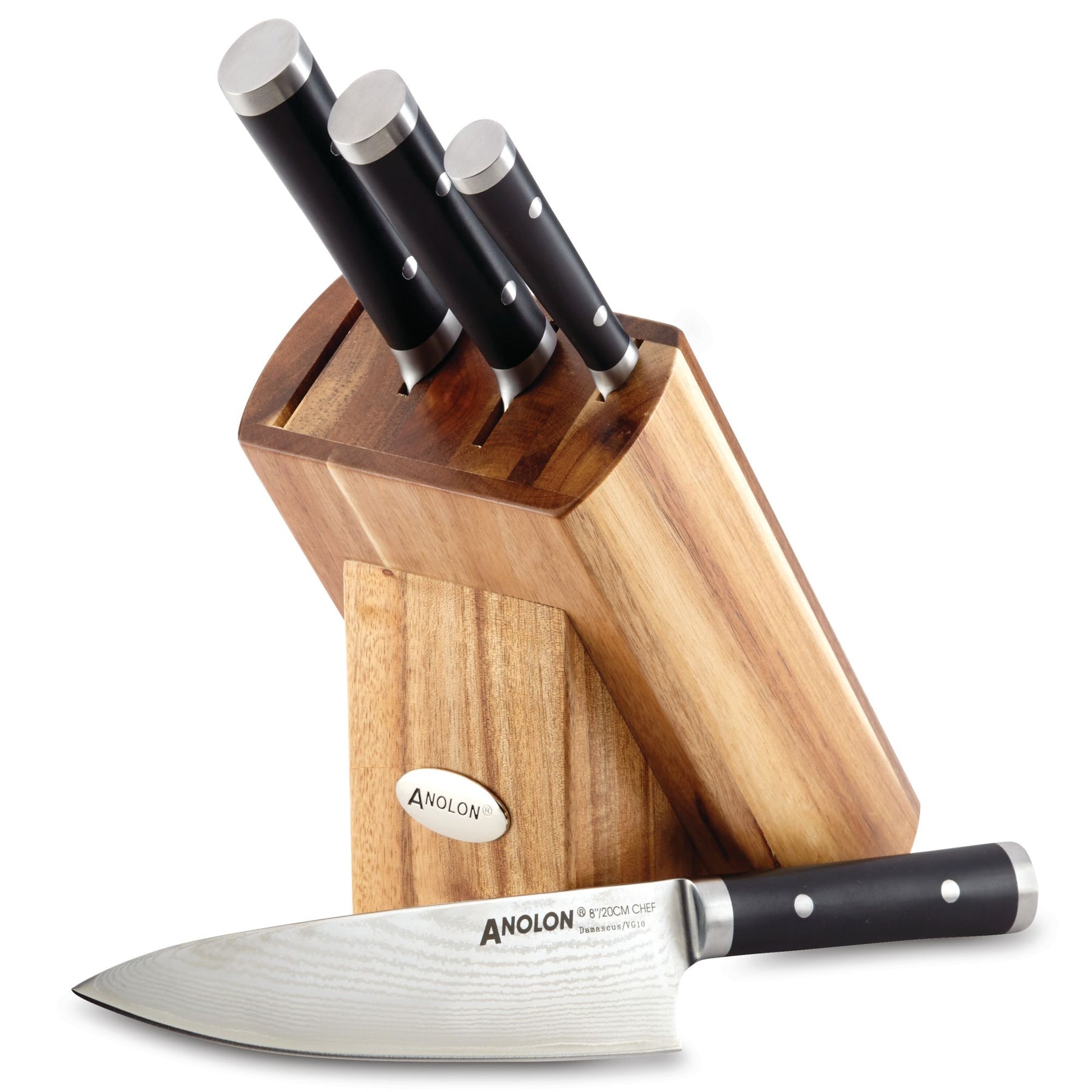 5Piece Imperion Damascus Knife Block Set Anolon